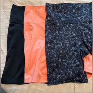3-Pack Athletic Bike Shorts - Black, Coral, Charcoal Camo Print